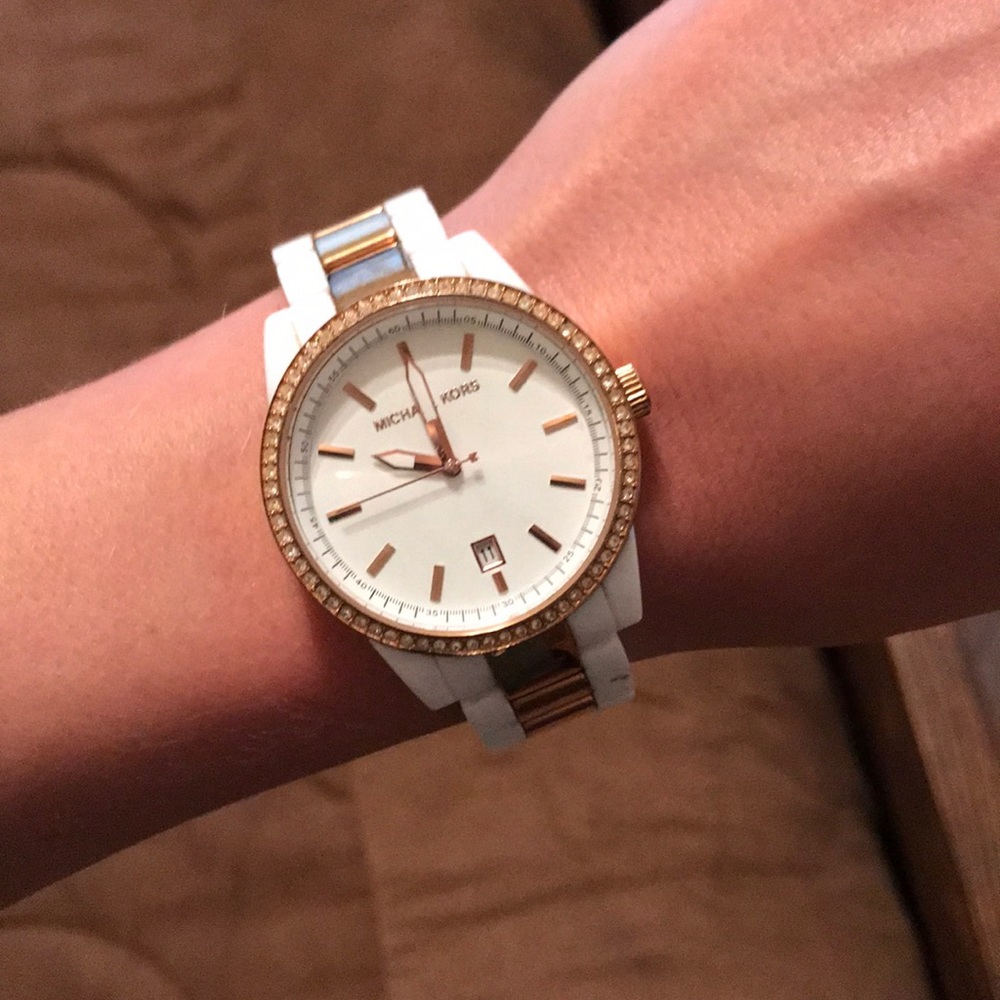Michael Kors white and gold watch